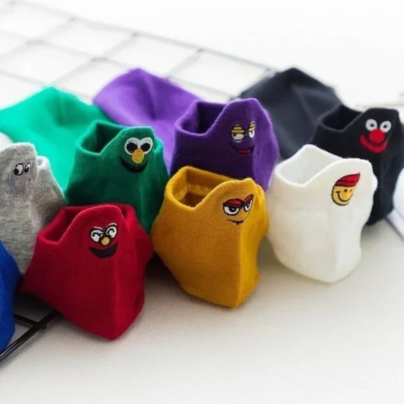 Accessories - NEW Cute Emoji Funny Face Fun Purple Soft Cotton Short Ankle Short Gym Socks